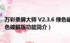 万彩录屏大师 V2.3.6 绿色破解版（万彩录屏大师 V2.3.6 绿色破解版功能简介）