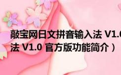 敲宝网日文拼音输入法 V1.0 官方版（敲宝网日文拼音输入法 V1.0 官方版功能简介）