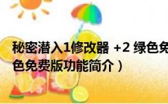 秘密潜入1修改器 +2 绿色免费版（秘密潜入1修改器 +2 绿色免费版功能简介）