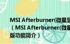 MSI Afterburner(微星显卡超频工具) V4.6.4 官方中文版（MSI Afterburner(微星显卡超频工具) V4.6.4 官方中文版功能简介）