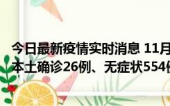 今日最新疫情实时消息 11月6日0时-21时，乌鲁木齐市新增本土确诊26例、无症状554例