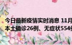 今日最新疫情实时消息 11月6日0时-21时，乌鲁木齐市新增本土确诊26例、无症状554例