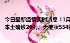 今日最新疫情实时消息 11月6日0时-21时，乌鲁木齐市新增本土确诊26例、无症状554例