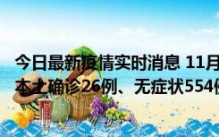 今日最新疫情实时消息 11月6日0时-21时，乌鲁木齐市新增本土确诊26例、无症状554例