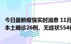 今日最新疫情实时消息 11月6日0时-21时，乌鲁木齐市新增本土确诊26例、无症状554例