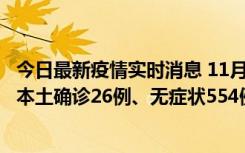 今日最新疫情实时消息 11月6日0时-21时，乌鲁木齐市新增本土确诊26例、无症状554例