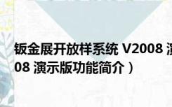 钣金展开放样系统 V2008 演示版（钣金展开放样系统 V2008 演示版功能简介）