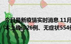 今日最新疫情实时消息 11月6日0时-21时，乌鲁木齐市新增本土确诊26例、无症状554例