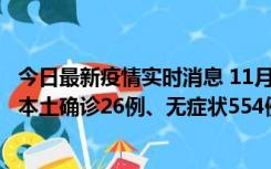 今日最新疫情实时消息 11月6日0时-21时，乌鲁木齐市新增本土确诊26例、无症状554例