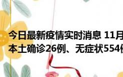 今日最新疫情实时消息 11月6日0时-21时，乌鲁木齐市新增本土确诊26例、无症状554例