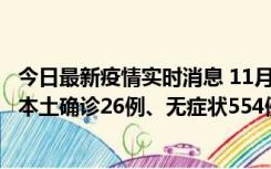 今日最新疫情实时消息 11月6日0时-21时，乌鲁木齐市新增本土确诊26例、无症状554例