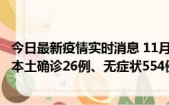 今日最新疫情实时消息 11月6日0时-21时，乌鲁木齐市新增本土确诊26例、无症状554例