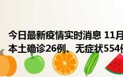 今日最新疫情实时消息 11月6日0时-21时，乌鲁木齐市新增本土确诊26例、无症状554例