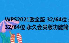 WPS2021政企版 32/64位 永久会员版（WPS2021政企版 32/64位 永久会员版功能简介）