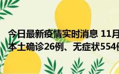 今日最新疫情实时消息 11月6日0时-21时，乌鲁木齐市新增本土确诊26例、无症状554例