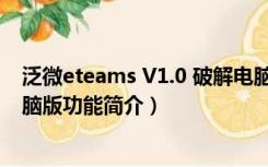 泛微eteams V1.0 破解电脑版（泛微eteams V1.0 破解电脑版功能简介）