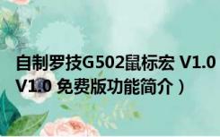 自制罗技G502鼠标宏 V1.0 免费版（自制罗技G502鼠标宏 V1.0 免费版功能简介）