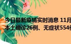 今日最新疫情实时消息 11月6日0时-21时，乌鲁木齐市新增本土确诊26例、无症状554例