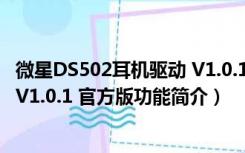 微星DS502耳机驱动 V1.0.1 官方版（微星DS502耳机驱动 V1.0.1 官方版功能简介）