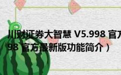 川财证券大智慧 V5.998 官方最新版（川财证券大智慧 V5.998 官方最新版功能简介）