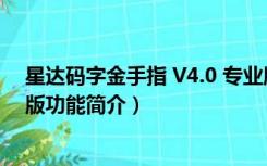 星达码字金手指 V4.0 专业版（星达码字金手指 V4.0 专业版功能简介）