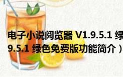 电子小说阅览器 V1.9.5.1 绿色免费版（电子小说阅览器 V1.9.5.1 绿色免费版功能简介）