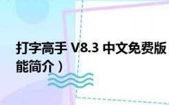 打字高手 V8.3 中文免费版（打字高手 V8.3 中文免费版功能简介）