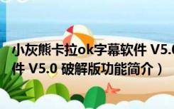 小灰熊卡拉ok字幕软件 V5.0 破解版（小灰熊卡拉ok字幕软件 V5.0 破解版功能简介）