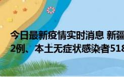 今日最新疫情实时消息 新疆乌鲁木齐市新增本土确诊病例32例、本土无症状感染者518例