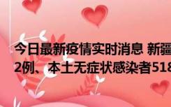 今日最新疫情实时消息 新疆乌鲁木齐市新增本土确诊病例32例、本土无症状感染者518例