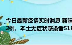 今日最新疫情实时消息 新疆乌鲁木齐市新增本土确诊病例32例、本土无症状感染者518例