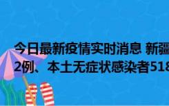 今日最新疫情实时消息 新疆乌鲁木齐市新增本土确诊病例32例、本土无症状感染者518例