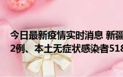 今日最新疫情实时消息 新疆乌鲁木齐市新增本土确诊病例32例、本土无症状感染者518例