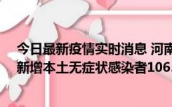 今日最新疫情实时消息 河南昨日新增本土确诊病例178例、新增本土无症状感染者1065例