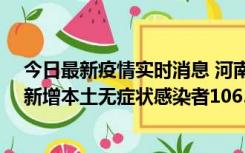 今日最新疫情实时消息 河南昨日新增本土确诊病例178例、新增本土无症状感染者1065例