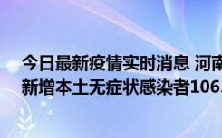 今日最新疫情实时消息 河南昨日新增本土确诊病例178例、新增本土无症状感染者1065例