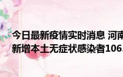 今日最新疫情实时消息 河南昨日新增本土确诊病例178例、新增本土无症状感染者1065例