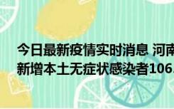 今日最新疫情实时消息 河南昨日新增本土确诊病例178例、新增本土无症状感染者1065例