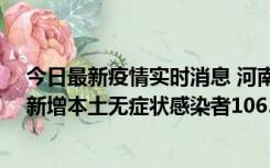 今日最新疫情实时消息 河南昨日新增本土确诊病例178例、新增本土无症状感染者1065例
