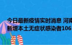 今日最新疫情实时消息 河南昨日新增本土确诊病例178例、新增本土无症状感染者1065例