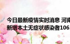 今日最新疫情实时消息 河南昨日新增本土确诊病例178例、新增本土无症状感染者1065例