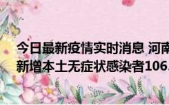 今日最新疫情实时消息 河南昨日新增本土确诊病例178例、新增本土无症状感染者1065例