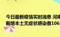 今日最新疫情实时消息 河南昨日新增本土确诊病例178例、新增本土无症状感染者1065例