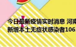 今日最新疫情实时消息 河南昨日新增本土确诊病例178例、新增本土无症状感染者1065例