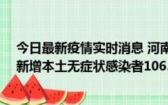 今日最新疫情实时消息 河南昨日新增本土确诊病例178例、新增本土无症状感染者1065例