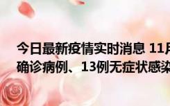 今日最新疫情实时消息 11月11日0-10时，宁波市新增4例确诊病例、13例无症状感染者，均在集中隔离点检出