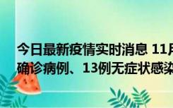 今日最新疫情实时消息 11月11日0-10时，宁波市新增4例确诊病例、13例无症状感染者，均在集中隔离点检出