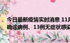 今日最新疫情实时消息 11月11日0-10时，宁波市新增4例确诊病例、13例无症状感染者，均在集中隔离点检出