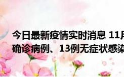 今日最新疫情实时消息 11月11日0-10时，宁波市新增4例确诊病例、13例无症状感染者，均在集中隔离点检出