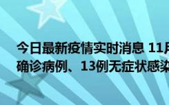 今日最新疫情实时消息 11月11日0-10时，宁波市新增4例确诊病例、13例无症状感染者，均在集中隔离点检出